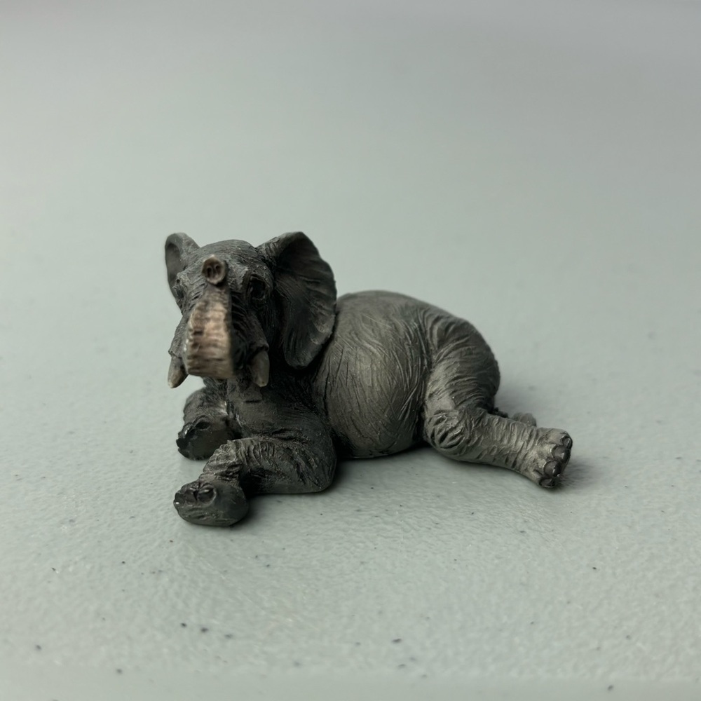 Vintage Castagna Made in Italy Elephant Lounging Mini Animal Figurine Bone China